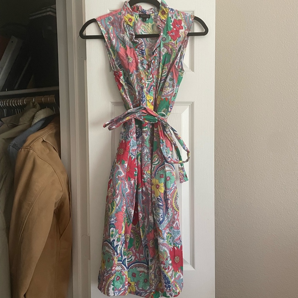 Talbots Cotton Multi Color Floral Button Down Dress